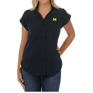 UG Apparel XL Navy BLUE Yellow MAIZE NCAA Michigan Short Sleeve CECE Top